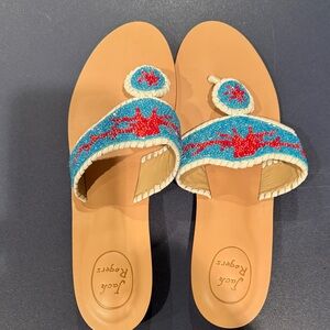 Jack Rogers Women's Sandals with Blue and Red Beading